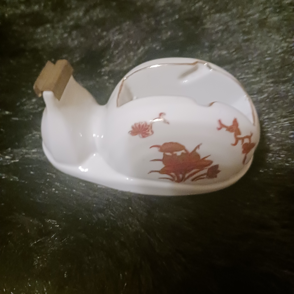 Vintage LJ Porcelain Tape Dispenser Floral Pattern 4.25 x 2.5''